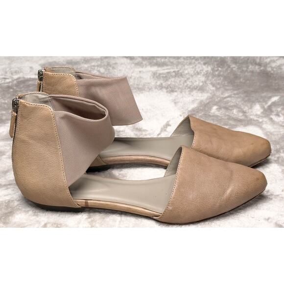 Eileen Fisher Allot Taupe Leather MeshPointed Toe Mesh Strap Flats Women Size 10 - Picture 8 of 15